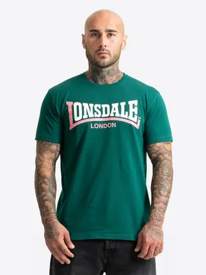Produktbild von Herren T-Shirt normale Passform TWO TONE Bottle Green/White/Pink XXXL Lonsdale
