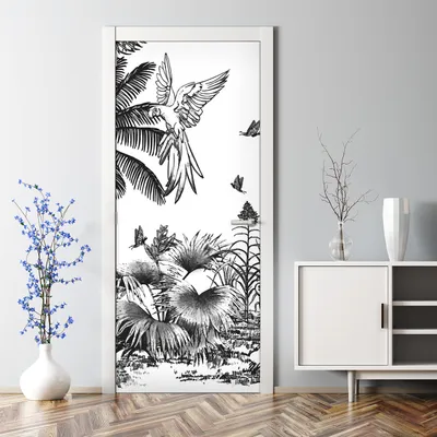 Produktbild von Dekorative Aufkleber selbstklebend Klebefolie Türaufkleber Türposter Dschungel-Skizze 85 x 200 cm