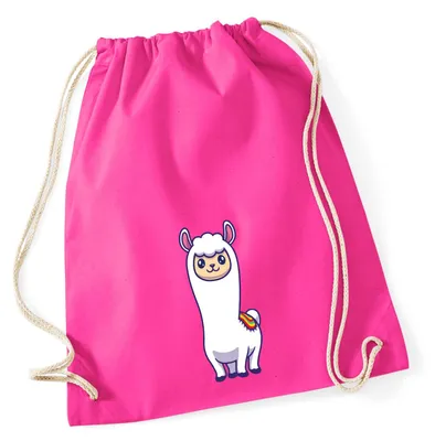 Produktbild von Huuraa Turnbeutel Lama Comic 12 Liter Fuchsia Baumwolle Rucksack Geschenkidee