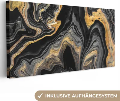 Obrázek produktu pro OneMillionCanvasses® - Obrazy na plátně - Mramor - Akryl - Zlato - - abstraktní umění, nástěnné dekorace, Obrazy do obývacího pokoje, 40x20cm