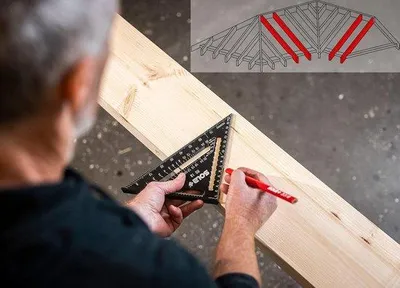 Produktbild von Famanu Winkelmaß Aluminium 30 cm - Multifunktionale Zimmermannswinkel