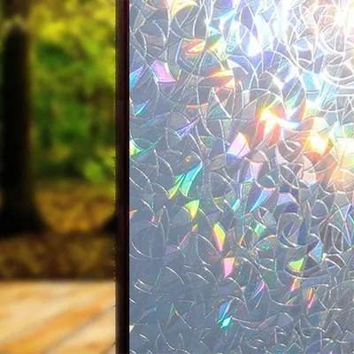 Produktbild von Fensterfolie Dekorfolie Sichtschutzfolie Blickdicht Hochwertige Ohne Klebstoffe 3D Regenbogenfarben Effekt unter Licht, Statisch Folie Anti-UV 45 * 200cm