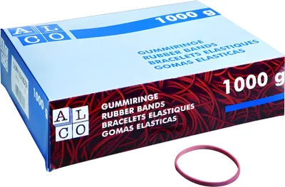 Produktbild von Alco Gummiband Naturkautschuk 10x130mm rot 500g