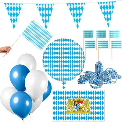 Produktbild von Party Deko Set 76 tlg. Partyset Partydeko blau weiß