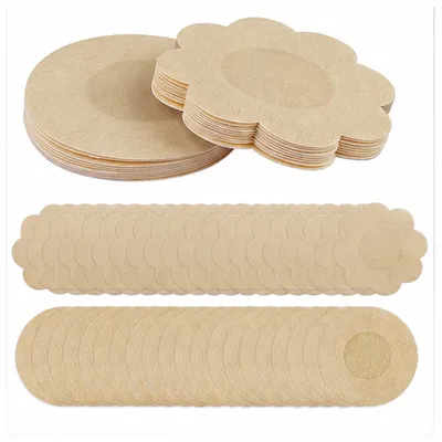 Produktbild von Nippelabdeckungen Damen 60 Stück selbstklebend, unsichtbare Einweg Nippel Patches, atmungsaktiver Vliesstoff, rund & Blumenform, matt für Kleider,