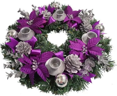 Produktbild von Adventskranz Lila - Schöne Türdekoration