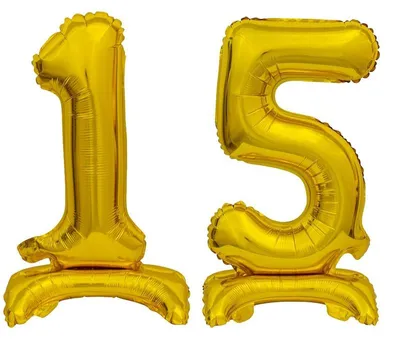 Produktbild von Stehender Folienballon Zahl 15 gold 38 cm 15. Geburtstag
