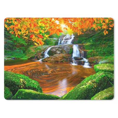 Produktbild von MuchoWow® Mauspad Mousepad Natur - Wasserfall - Steine - Moos - Blätter - Grün 23x19 cm - Mousepads - Maus Mat - Pad - Mausunterlage - Schreibtischunterlage - Mauspad