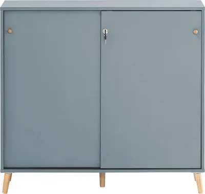 Produktbild von Möbelpartner Aktenschrank Jaguar Large | HxBxT 92,6x100x41cm | 2 Fächern & 2 abschließbare Schiebetüren | Blau