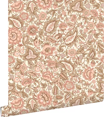Obrázek produktu pro ESTAhome tapeta květinový vzor hnědá a terakotově růžová 50 x 900 cm