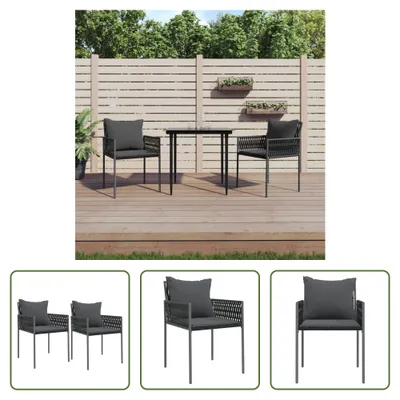 Produktbild von The Living Store Gartenstühle mit Kissen 2 Stk. Schwarz 54x61x83 cm Poly Rattan