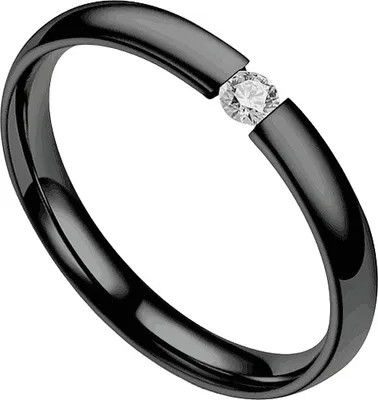 Image de Bague Ursula Noire 62mm en Acier Inoxydable avec Zircon KP17278