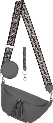 Produktbild von Bauchtasche Umhängetasche Crossbody-Bag Kunstleder Italy-Design GREY (BBL-53046)