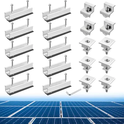 Solarmodul-Halterset, 10 Schienen 120 mm, Alu, für 4 Paneele