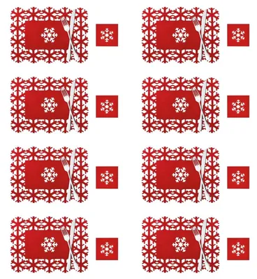 Imagen del producto de Omgoods - Juego de manteles individuales navideños - 10 manteles individuales y posavasos navideños lavables