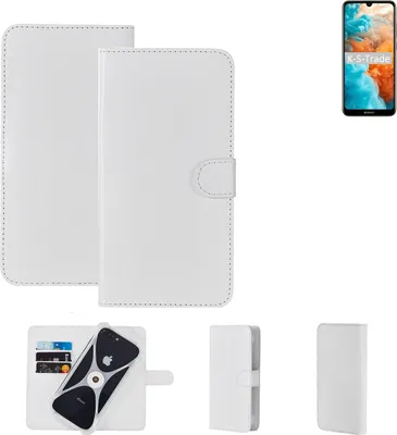 Produktbild von K-S-Trade Handy Hülle Schutz Hülle kompatibel mit Huawei Y6 2019 Cover Case Bookstyle Bumper weiß 1x