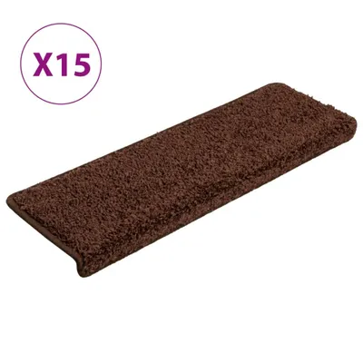 Obrázok produktu pre Schodové rohože 15 ks 65x21x4 cm hnedé s obdĺžnikovým okrajom