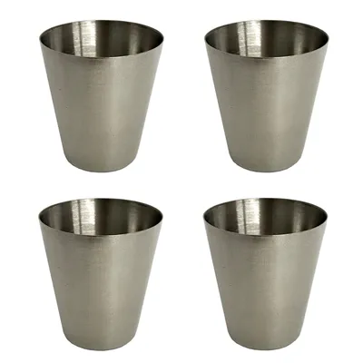 Produktbild von 4er Set Edelstahl Schnapsgläser 4cl Pinnchen Shotgläser Shot Glas Stamper Schnaps-Becher Partygläser