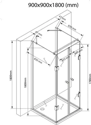 Produktbild von Glaswerk Westfalen- Emma 90x90x90x180cm U Duschkabine Weiß