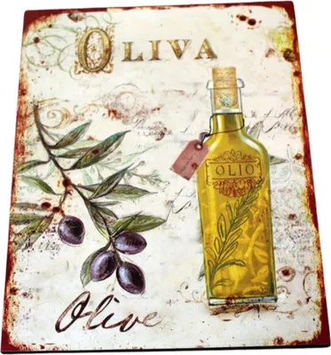 Obrázok produktu pre Ošúchaný plechový nápis olivy