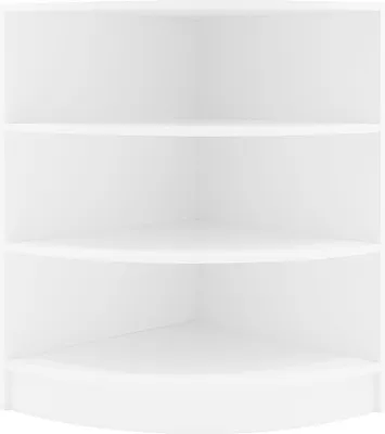 Image de Comptoir d'angle blanc LM60 – Étagère modulaire et de rangement en MDF avec revêtement mélaminé – Façade ouverte – 3 étagères intérieures – Réception, boutique de mode ou de bijoux – 60 x 90 x 60