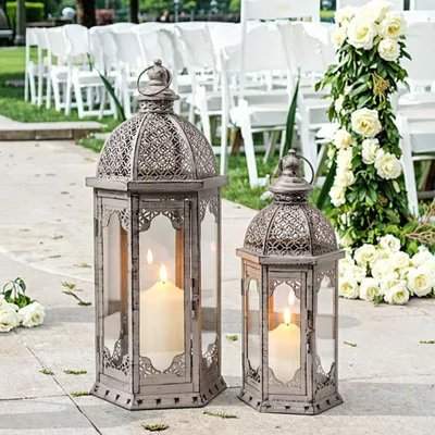 Productafbeelding van Set van 2 Decoratieve Kaarslantaarns voor Binnen en Buiten