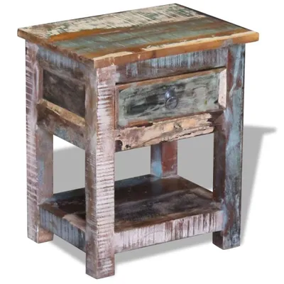 Produktbild von vidaXL Beistelltisch mit 1 Schublade Altholz Massiv 43x33x51 cm