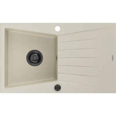 Obrázek produktu pro Mexen Cesar 1-miskový granitový dřez s odkapávačem 775 x 470 mm, Béžová, sifon Černá - 6514771010-69-B