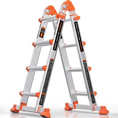 Produktbild von KINGRACK Aluminium Teleskopleiter 4,17 M 4x4 Sprossen Mehrzweckleiter