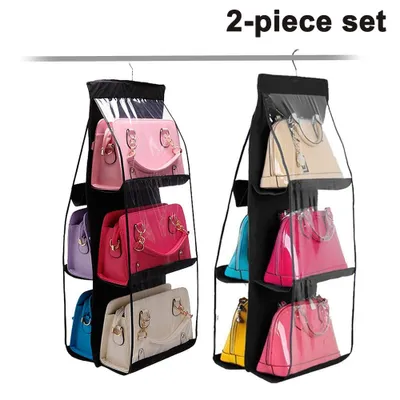 Produktbild von Handtaschen Organizer Hängend mit 6 Fächer Taschenhalter für Handtaschen Aufbewahrung, Taschenorganizer Hängende Aufbewahrung