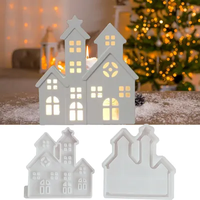 Produktbild von Silikonformen für den Heimgebrauch, Weihnachtskerzenhalter, Weihnachtslaternen, selbstgemachte Duftkerzen (Small House)