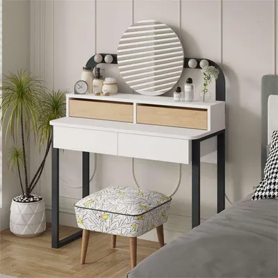Obrázek produktu pro Toaletní stolek Houseland Lora bílý/dub safírový
