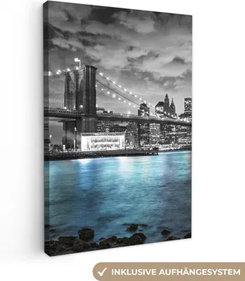 Obrázek produktu pro OneMillionCanvasses® - Plátno - New York - Panorama - Město - Modrá, nástěnný obraz, nástěnná dekorace Obývací pokoj, 60x90cm