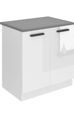 Produktbild von Belini Unterschrank Küche, Spülenunterschrank 80 cm Breite. SDZ Küchenunterschrank mit Arbeitsplatte. Spülenschrank mit 2 Türen, Weiß Hochglanz