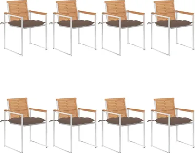 Produktbild von Gartenstühle 8 Stk. mit Kissen Massivholz Teak