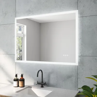 Produktbild von Badspiegel Badezimmerspiegel mit Beleuchtung Led Spiegel Lichtspiegel Badezimmer Spiegel Touch 100x70cm Kaltweiß & Neutralweiß & Warmweiß Modern