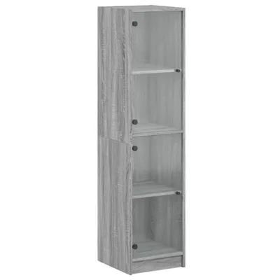 Image de Buffet avec portes en verre sonoma gris 35x37x142 cm