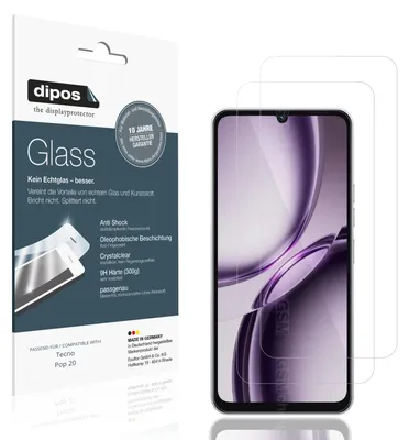 Produktbild von 2x Schutzfolie für Tecno Pop 20 - Anti-Shock 9H Folie dipos Glass Kunststoffglas