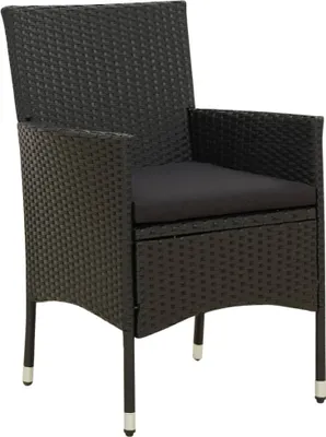 Zdjęcie produktu dla VidaXL 316681, Taras, Obite siedzisko, Poliester, Technorattan, Stal, Czarny, 610 mm, 600 mm