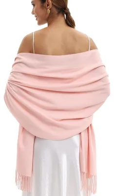 Immagine prodotto di Stola e sciarpa Pashmina da donna, tessuto morbido, 70 x 200 cm, color rosa pastello