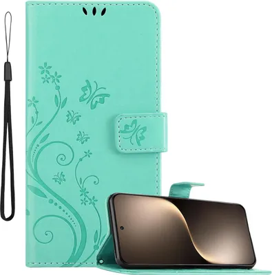 Immagine prodotto di Cadorabo cover per Honor Magic 7 cover in FLORAL TURQUOISE cover protettiva in design floreale con chiusura magnetica, funzione stand e slot per carte Book Case Cover
