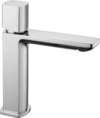 Produktbild von sanicomfort Waschtischarmatur BAROS chrom – Einhebelmischer für Waschbecken inkl. Ablaufgarnitur – Badarmatur aus Messing, modernes Design, einfache Montage