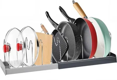 Obrázek produktu pro Organizér do výsuvných zásuvek Unyqoos® s nastavitelnými držáky na pánve a poklice