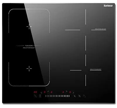Induktionskochfeld 60 cm, 4 Platten, 7200 W, Schiebebedienung, Timer