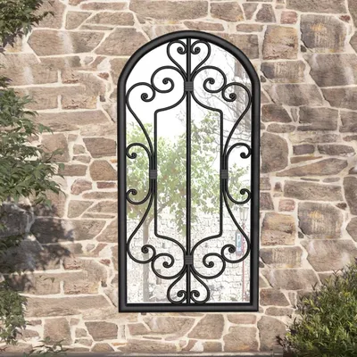 Produktbild von The Living Store Gartenspiegel Schwarz 70x30 cm Eisen