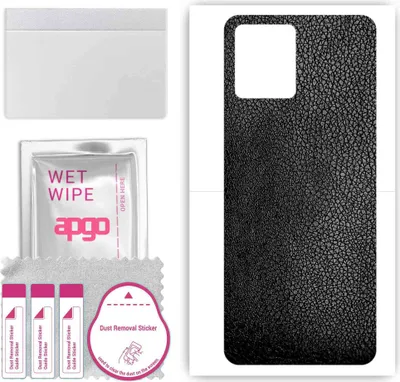 Produktbild von apgo Rückseite Schutzfolie, Skin, kompatibel mit Motorola Moto G72 Dual Sim, Hinten Displayschutzfolie aus Vinylfolie, kratzfest, einfache Montage - Schwarzes Leder