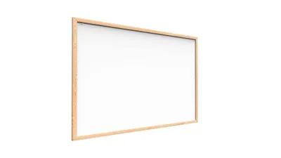 A whiteboard with a wooden frame, presented on a white background.