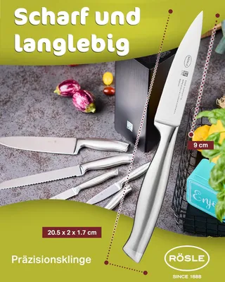 Obrázek produktu pro Rösle, nůž na zeleninu, řada Basic Line, 9 cm, rukojeť z nerezové oceli, 130710, 4004293137104
