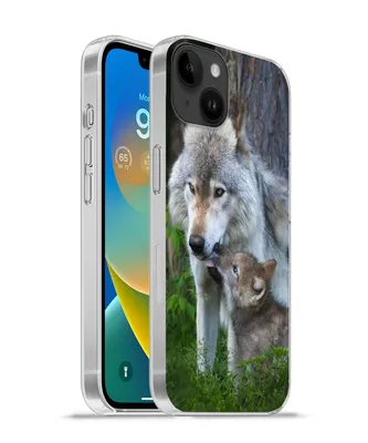 Produktbild von MuchoWow® Handyhülle Schutzhülle Hülle für Apple iPhone 14 Plus - Soft case Wolf - Moos - Wald - Welpe Silikon Softcase Handy Hülle - Abbildung