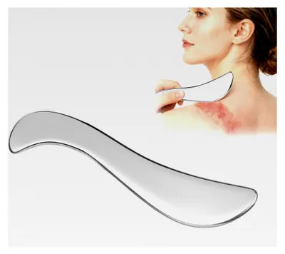Produktbild von Gua Sha aus Edelstahl, Massage Schaber für Lymphdrainage, mit Aufbewahrungstasche, Ganzkörper Cellulite-Massage für Beine, Rücken, Gesicht, Nacken, Muskelentspannung und Schmerzlinderung